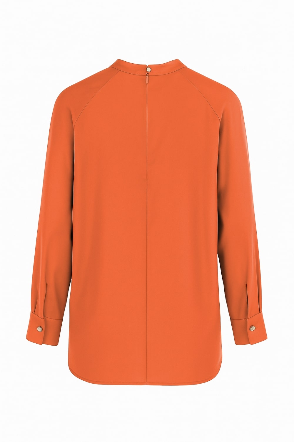 Mizalle Reglan Kollu Oversize Uzun Saten Yüksek Yaka Turuncu Bluz