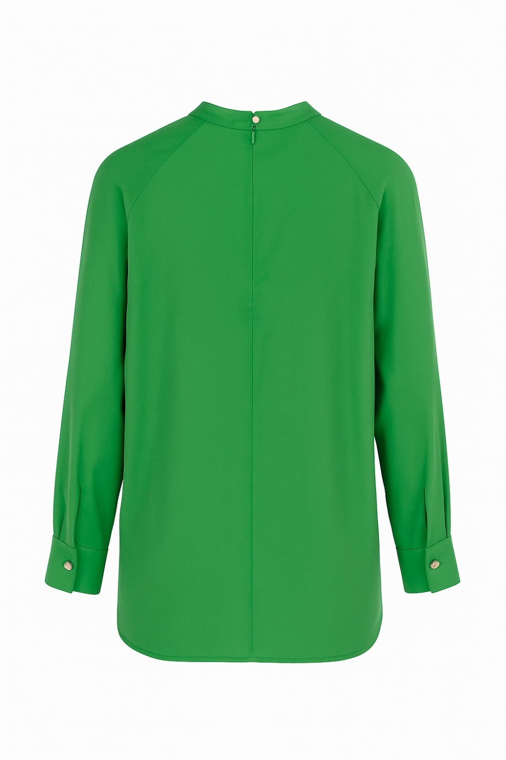 Mizalle Reglan Kollu Oversize Uzun Saten Yüksek Yaka Yeşil Bluz