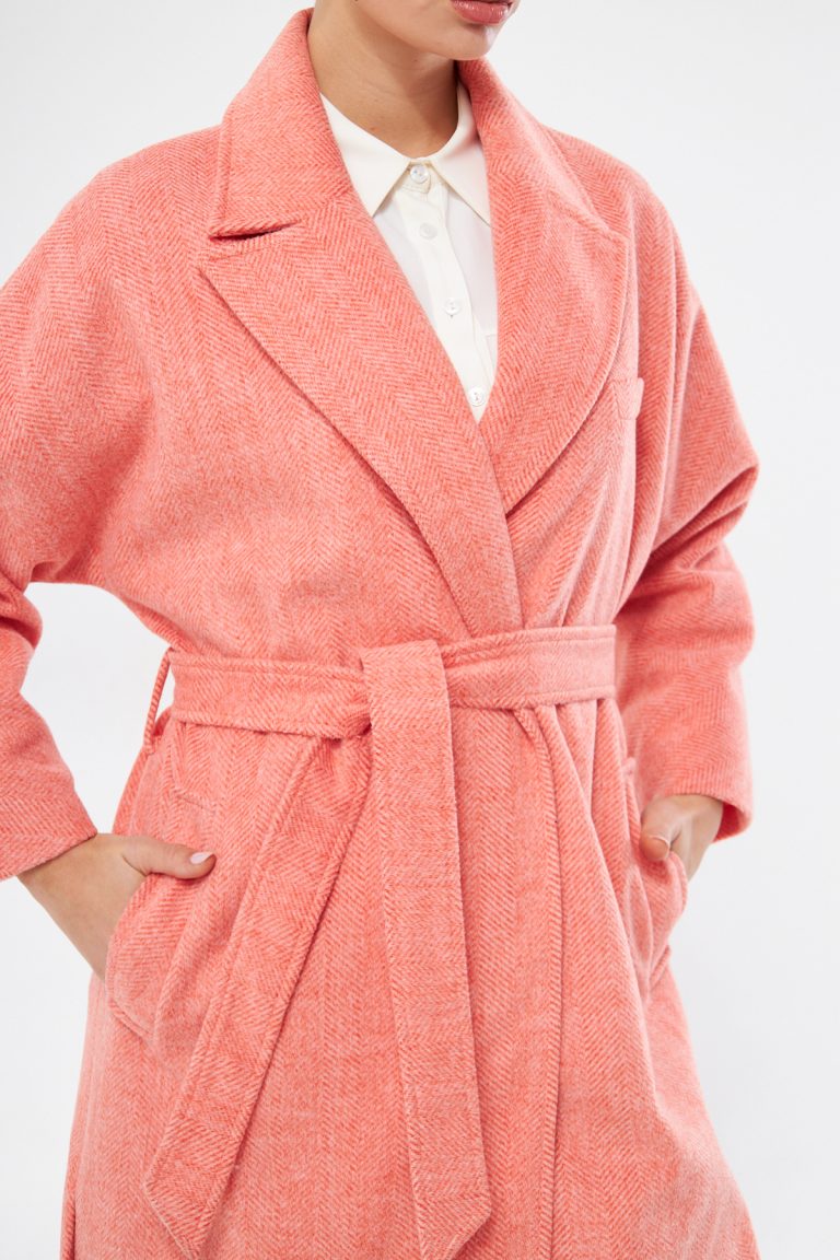 Mizalle Basic Erkek Yaka Turuncu Kaşe Kaban - Mizalle