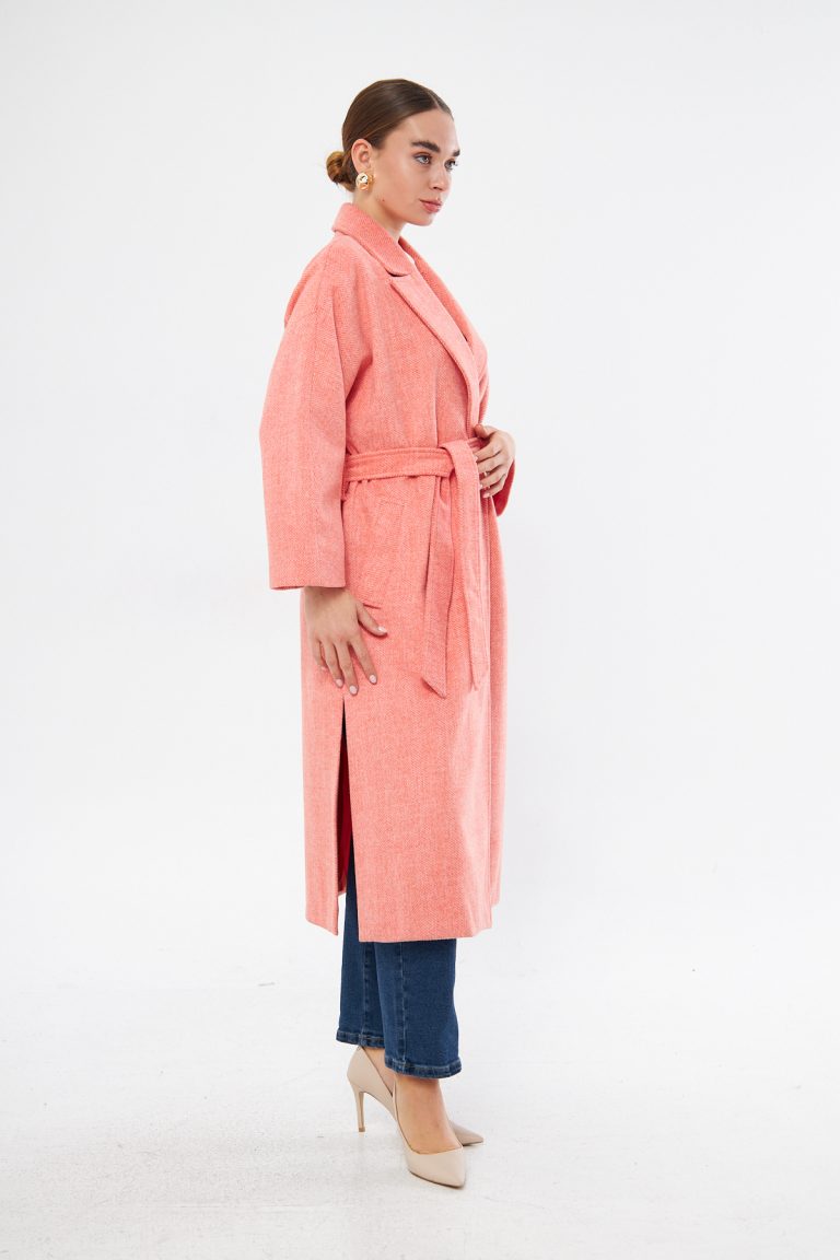 Mizalle Basic Erkek Yaka Turuncu Kaşe Kaban - Mizalle