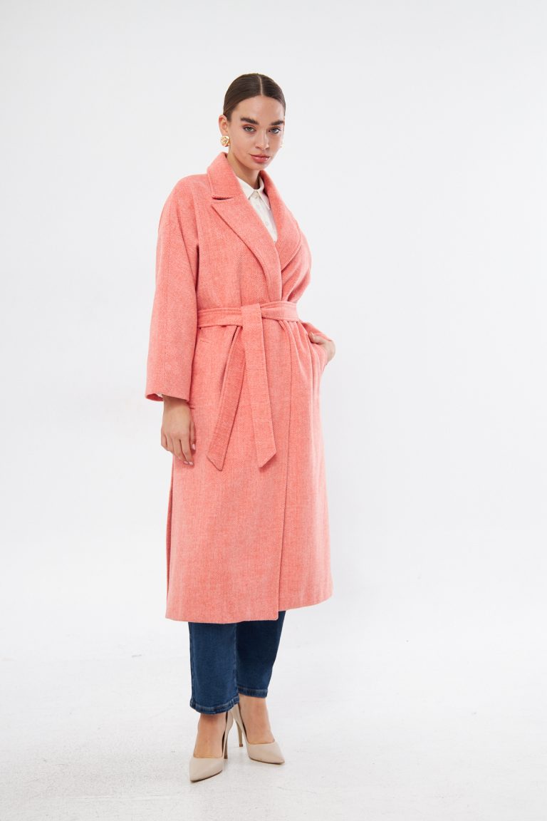 Mizalle Basic Erkek Yaka Turuncu Kaşe Kaban - Mizalle