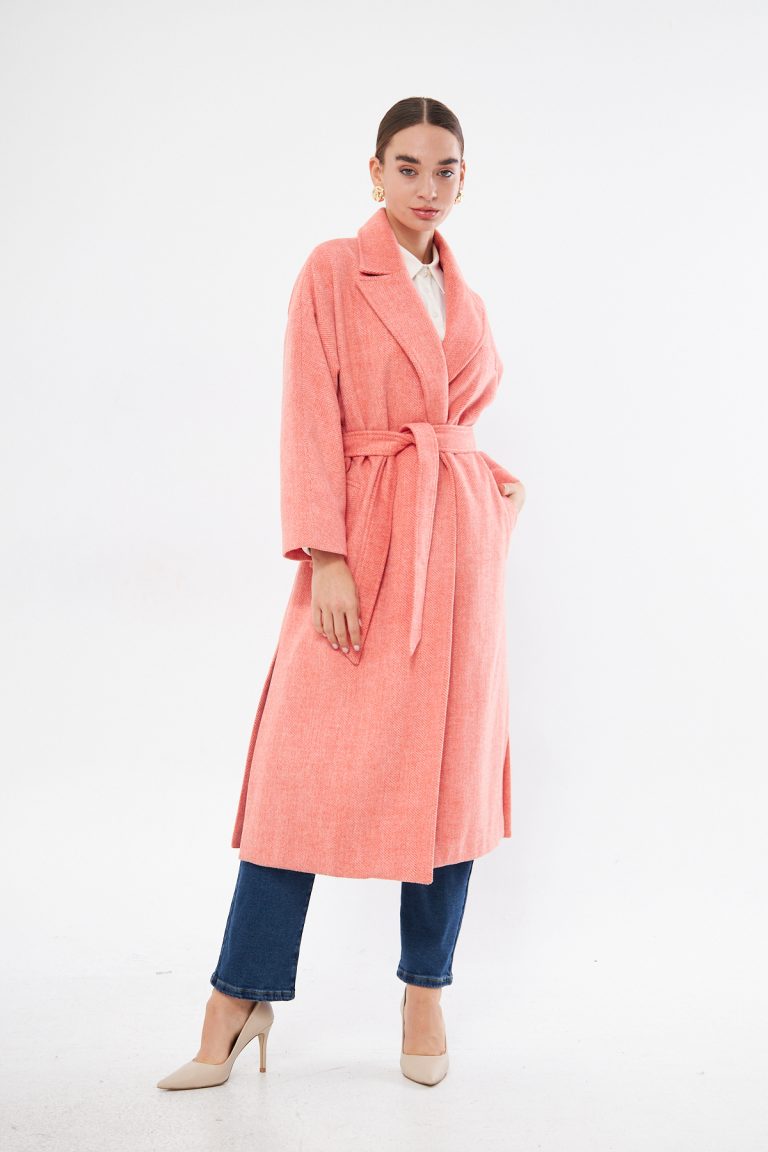 Mizalle Basic Erkek Yaka Turuncu Kaşe Kaban - Mizalle