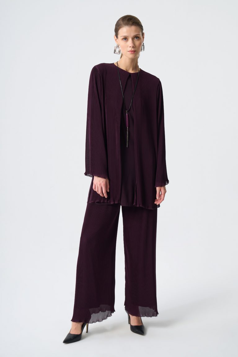 Mizalle Şifon İnce Piliseli Mürdüm Tunik - Mizalle