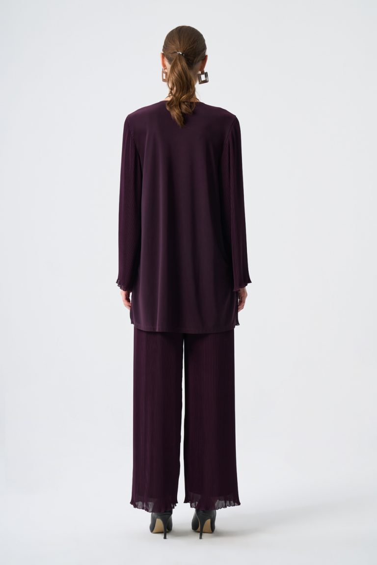 Mizalle Şifon İnce Piliseli Mürdüm Tunik - Mizalle