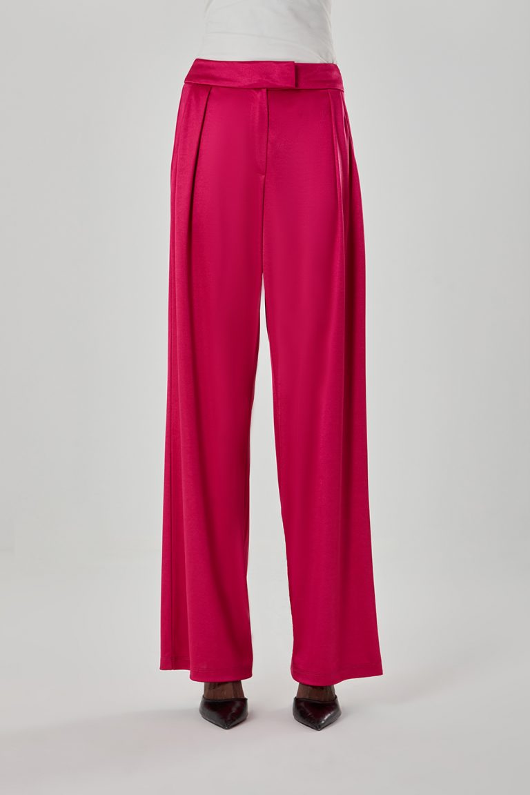 Mizalle Saten Dökümlü Fuşya Pantolon - Mizalle