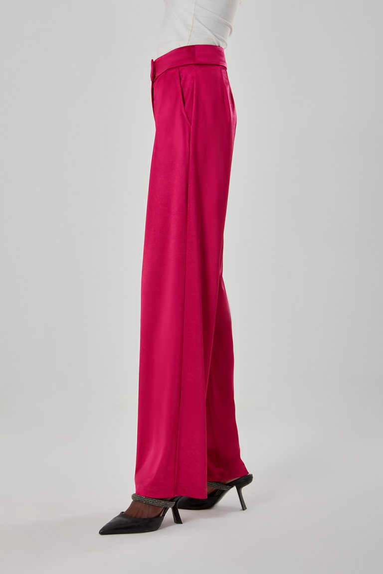 Mizalle Saten Dökümlü Fuşya Pantolon - Mizalle