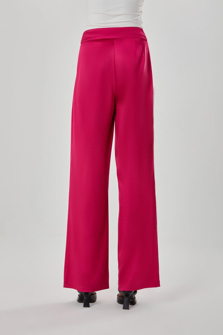 Mizalle Saten Dökümlü Fuşya Pantolon - Mizalle