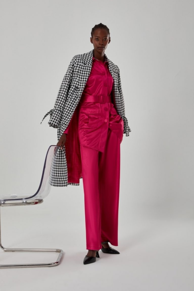 Mizalle Saten Dökümlü Fuşya Pantolon - Mizalle