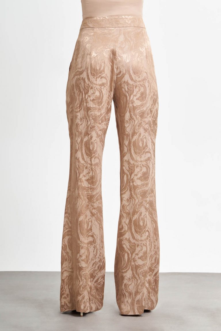 Mizalle Siyah Bej Rengi Geniş Paçalı Şık Pantolon - Mizalle