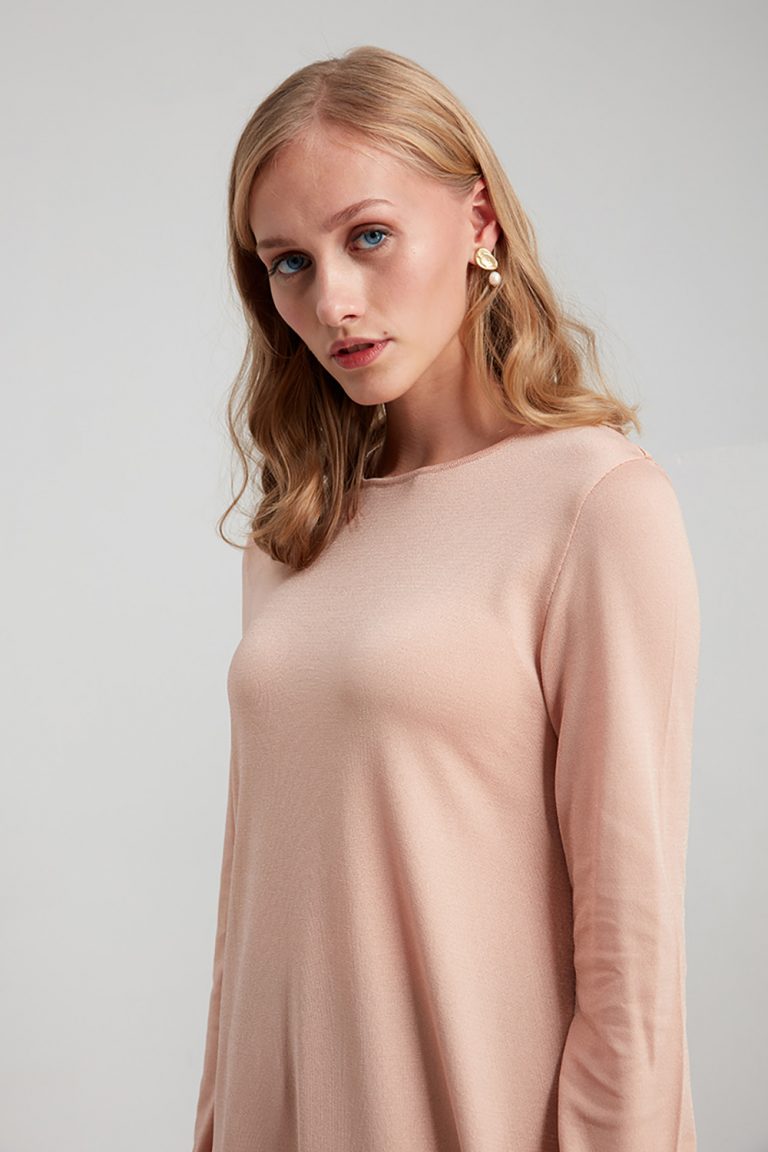 Şifon Garnili Rayon Bej Tunik - Mizalle