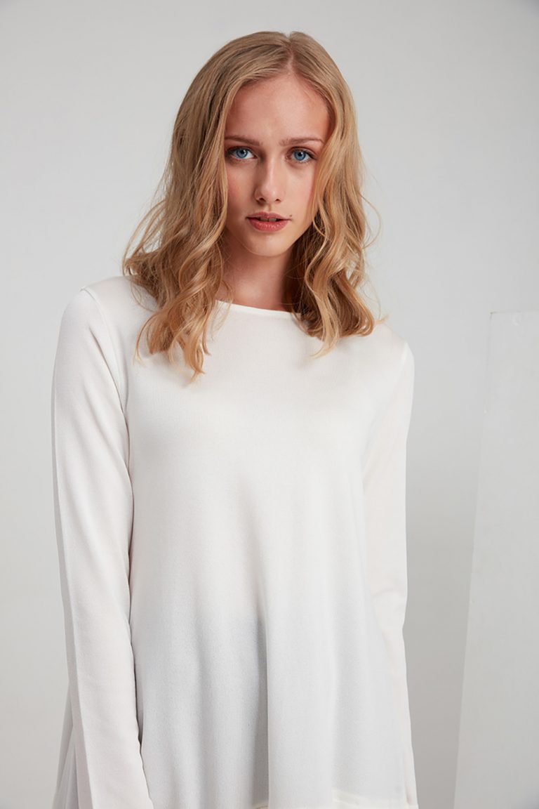 Şifon Garnili Rayon Ekru Tunik - Mizalle