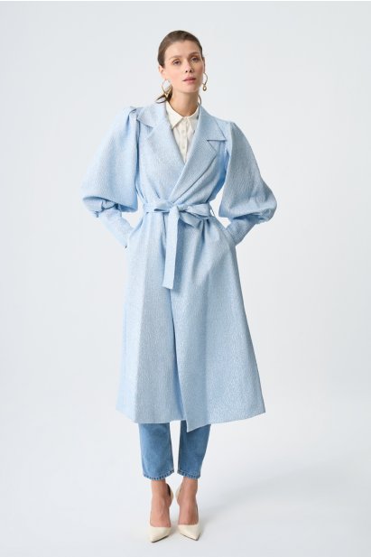 Mizalle Sim Dokulu Açık Mavi Uzun İnce Üst - Mizalle