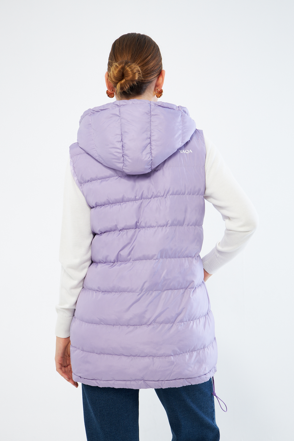 Mizalle Lila Puffa Dolgulu Şişme Şapkalı Yelek