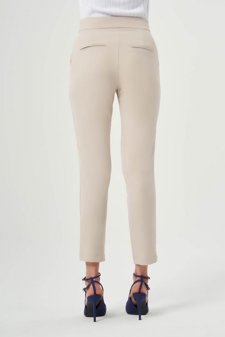Mizalle Dikiş Detaylı Bej Rengi Dar Kesim Pantolon - Mizalle