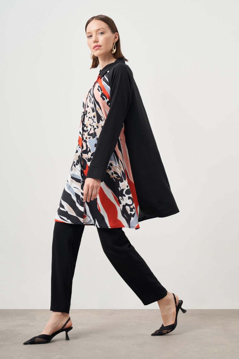 Mizalle Siyah Özel Tasarım Desenli Tunik - Mizalle