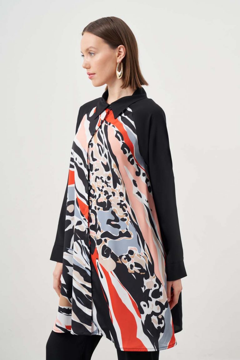 Mizalle Siyah Özel Tasarım Desenli Tunik - Mizalle