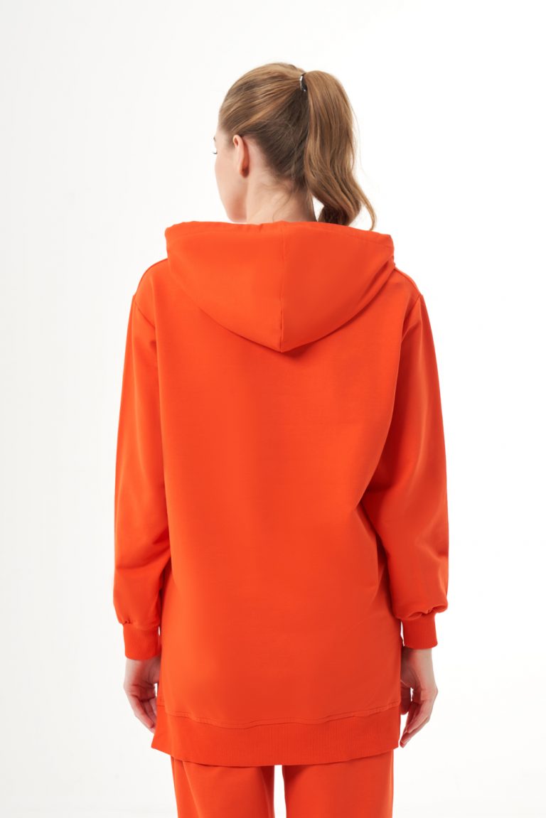 Mizalle Kapüşonlu Torba Cepli Nar Çiçeği Sweatshirt - Mizalle