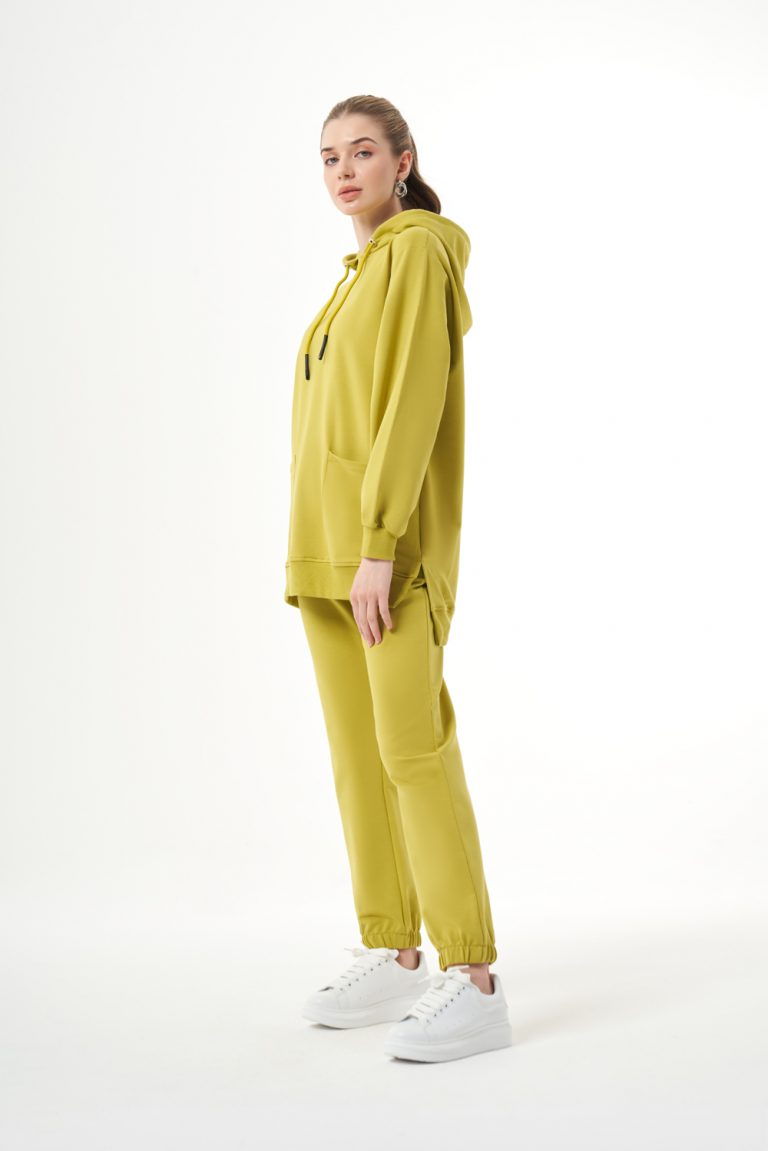 Mizalle Kapüşonlu Torba Cepli Yeşil Sweatshirt - Mizalle