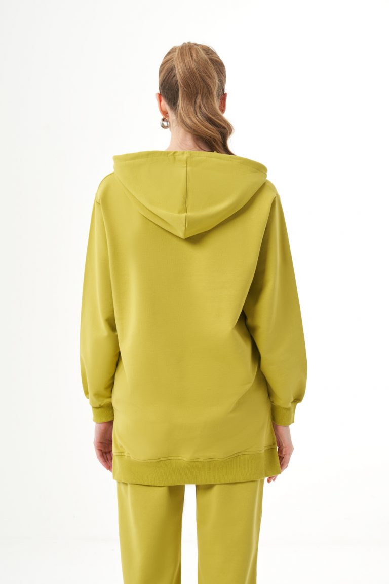 Mizalle Kapüşonlu Torba Cepli Yeşil Sweatshirt - Mizalle