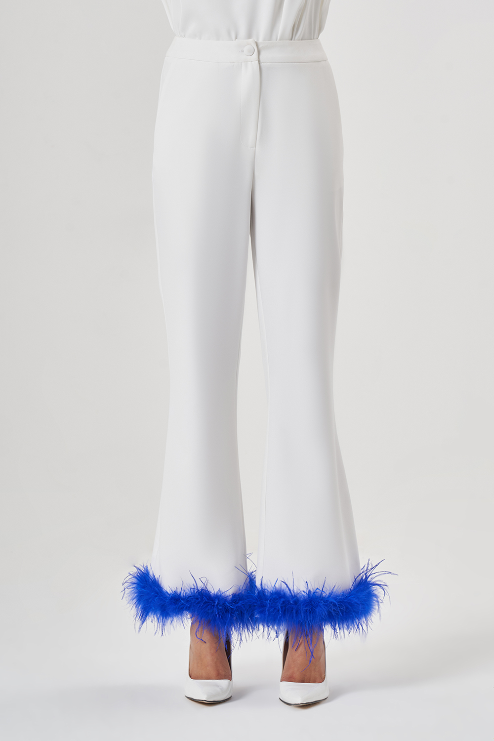 Tüylü Luxury Ekru Pantolon