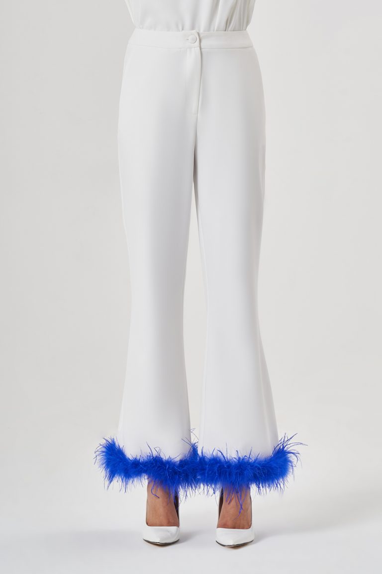 Tüylü Luxury Ekru Pantolon - Mizalle