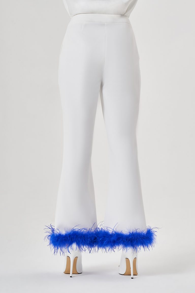 Tüylü Luxury Ekru Pantolon - Mizalle