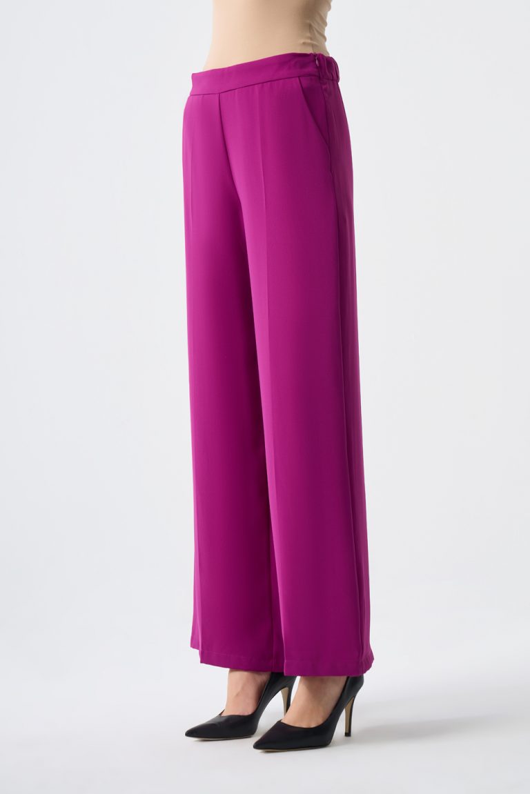 Mizalle Bol Kesim Geniş Paçalı Mürdüm Kumaş Pantolon - Mizalle