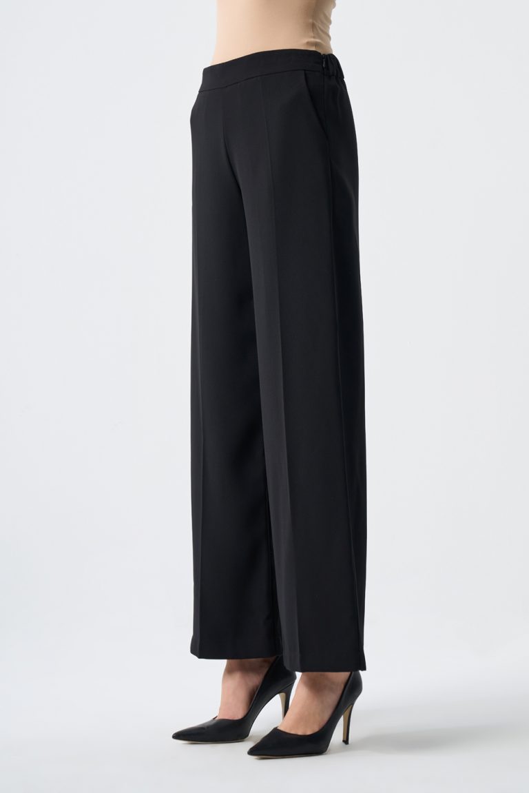 Ütü İzli Bol Paça Siyah Pantolon - Mizalle