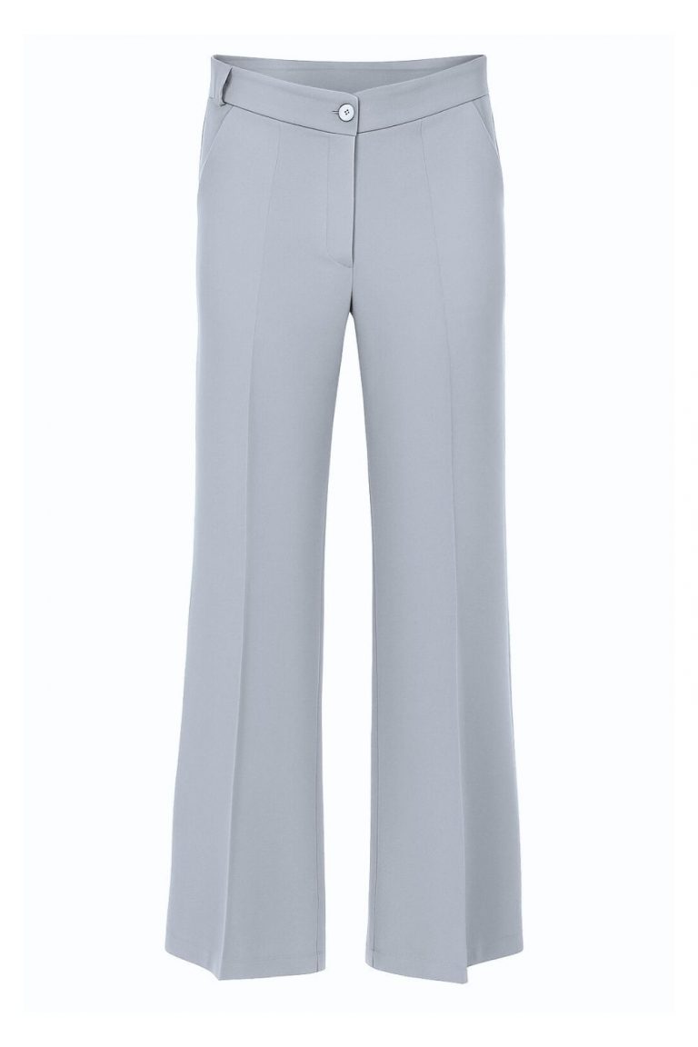 Mizalle Ütü İzli Geniş Paça Açık Mavi Krep Pantolon - Mizalle