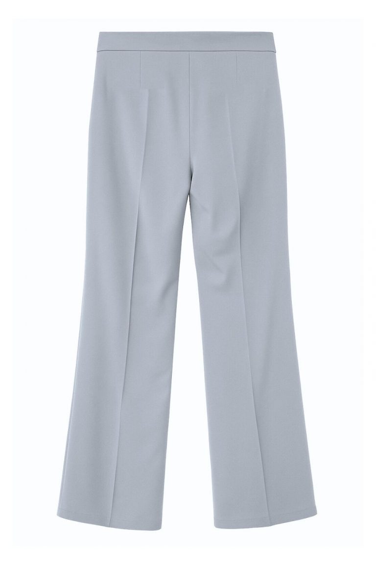 Mizalle Ütü İzli Geniş Paça Açık Mavi Krep Pantolon - Mizalle