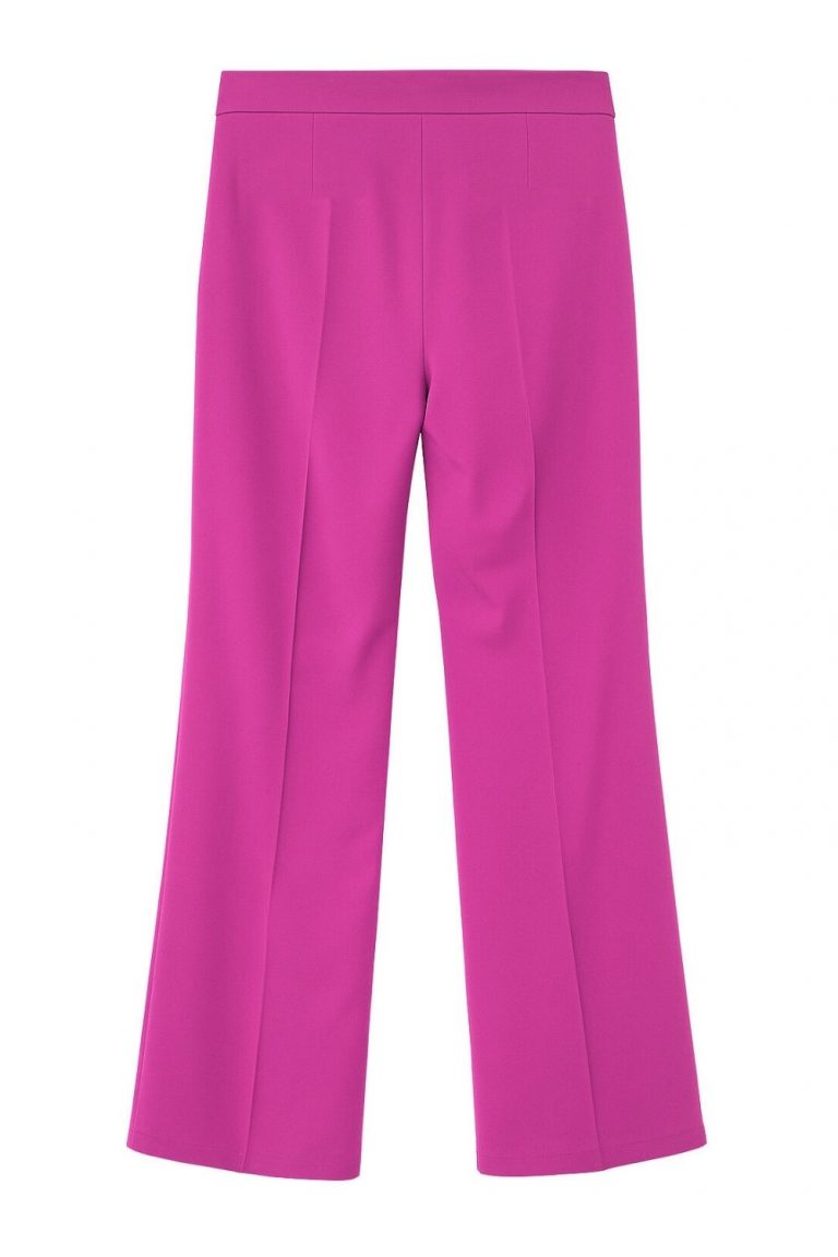 Mizalle Ütü İzli Geniş Paça Fuşya Krep Pantolon - Mizalle