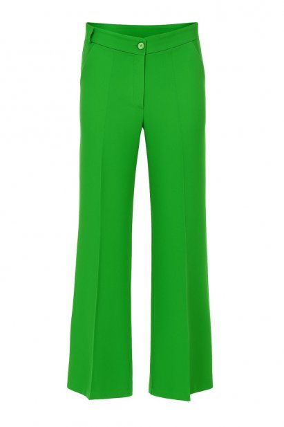 Mizalle Ütü İzli Geniş Paça Yeşil Krep Pantolon - Mizalle