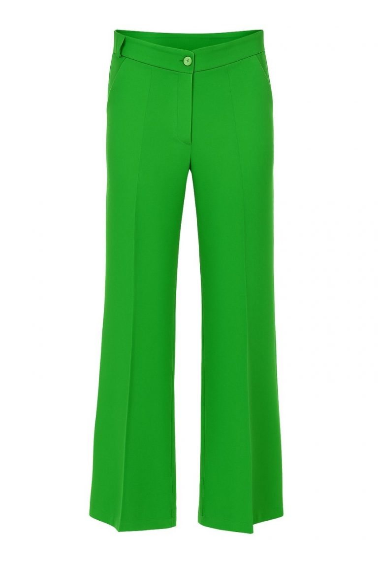 Mizalle Ütü İzli Geniş Paça Yeşil Krep Pantolon - Mizalle
