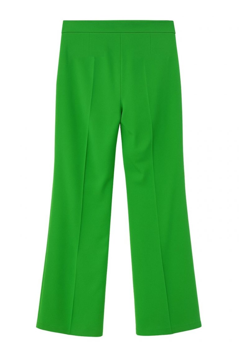 Mizalle Ütü İzli Geniş Paça Yeşil Krep Pantolon - Mizalle