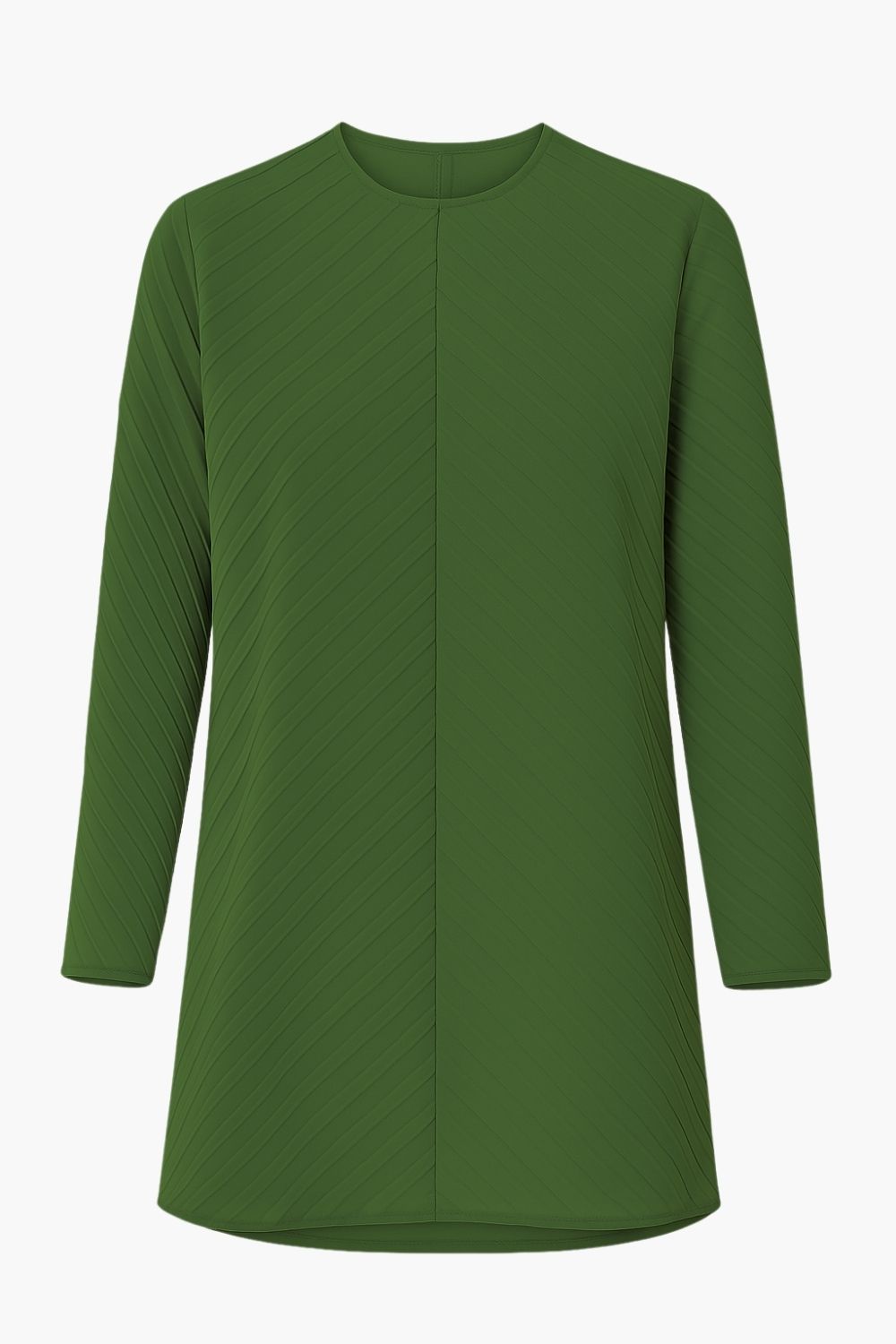Mizalle - Mizalle Verev Pliseli Yuvarlak Yaka Uzun Kollu Haki Tunik