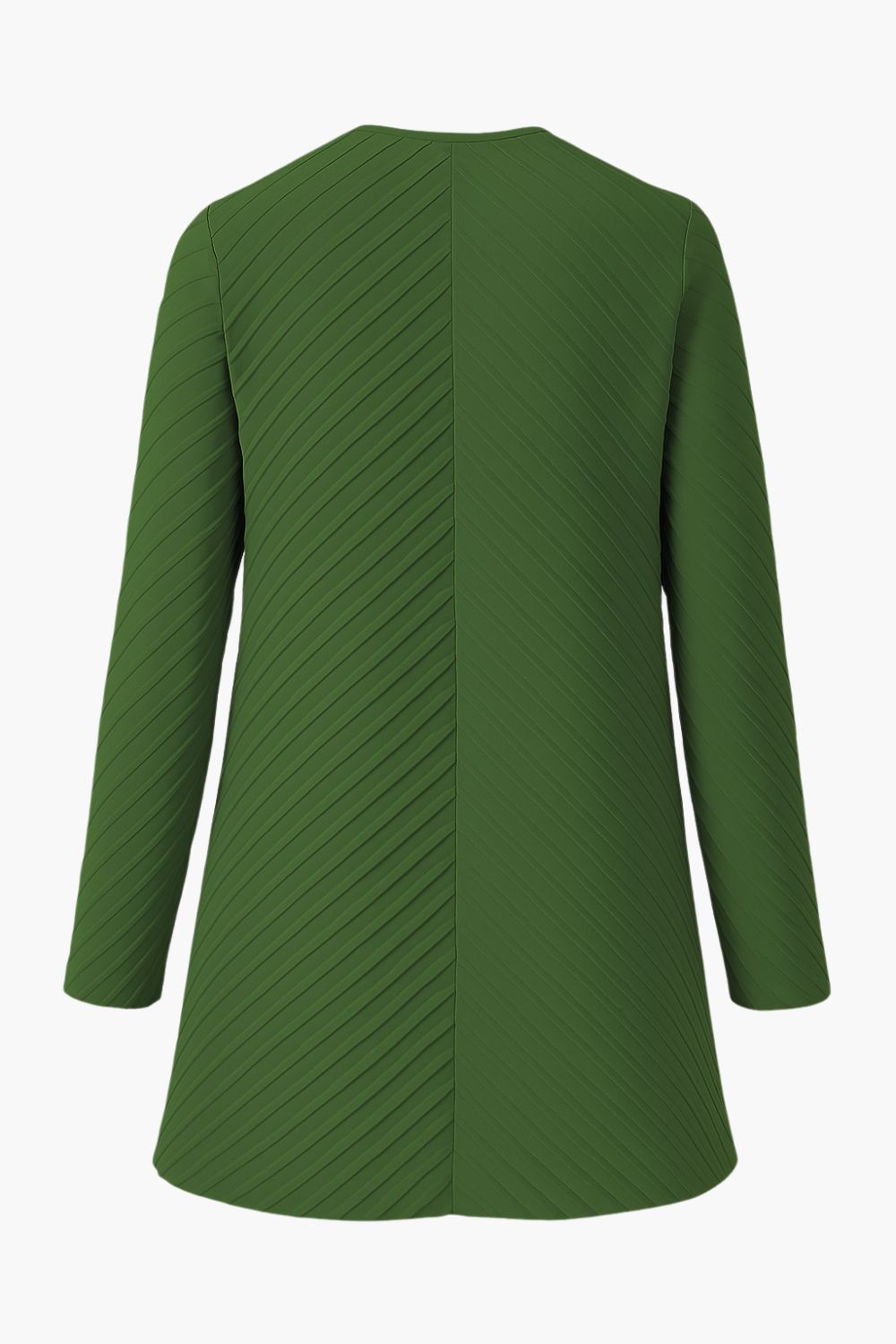 Mizalle Verev Pliseli Yuvarlak Yaka Uzun Kollu Haki Tunik