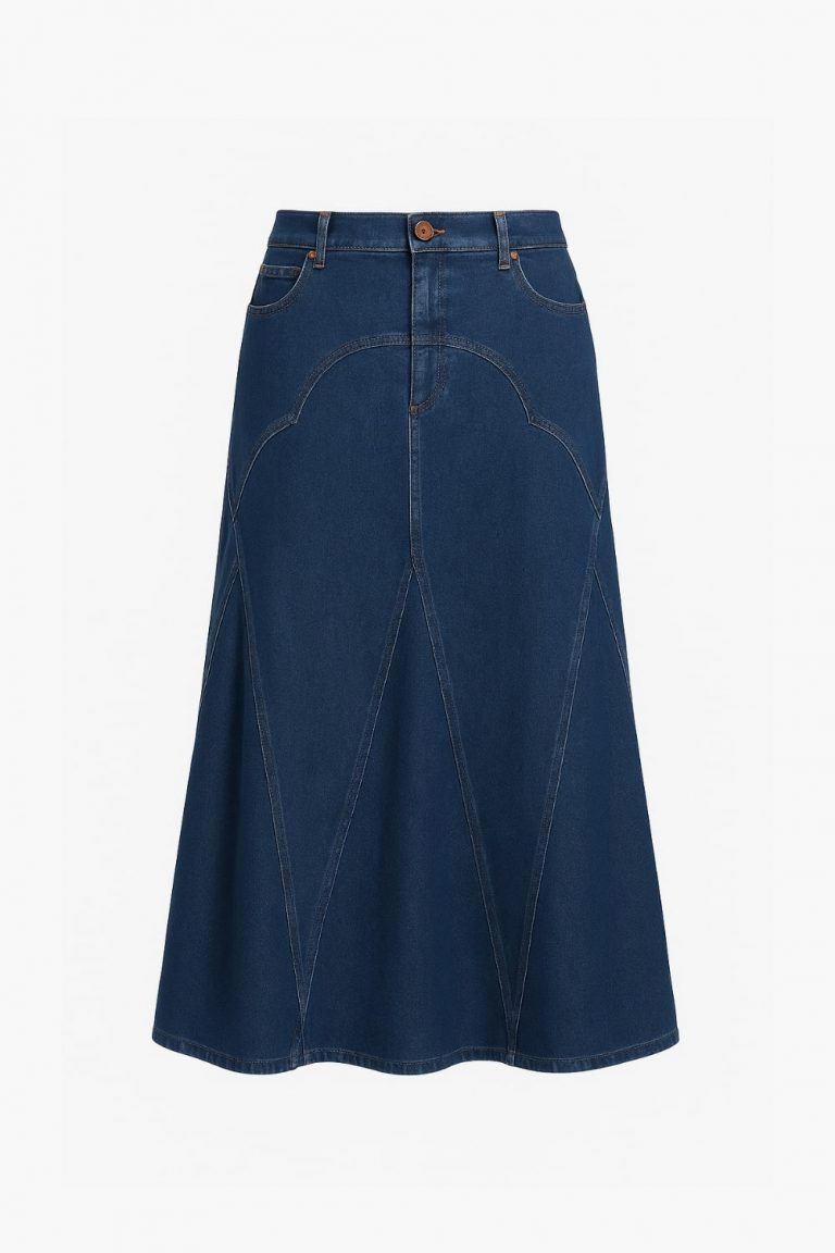 Mizalle Parça Volanlı Lacivert Maksi Denim Etek - Mizalle