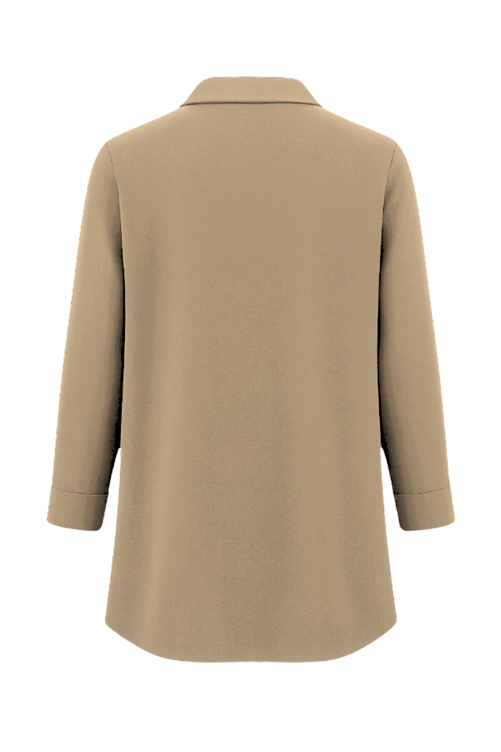 Mizalle Yakası Taş Detaylı Fermuarlı Gömlek Yaka Bej Rengi Tunik
