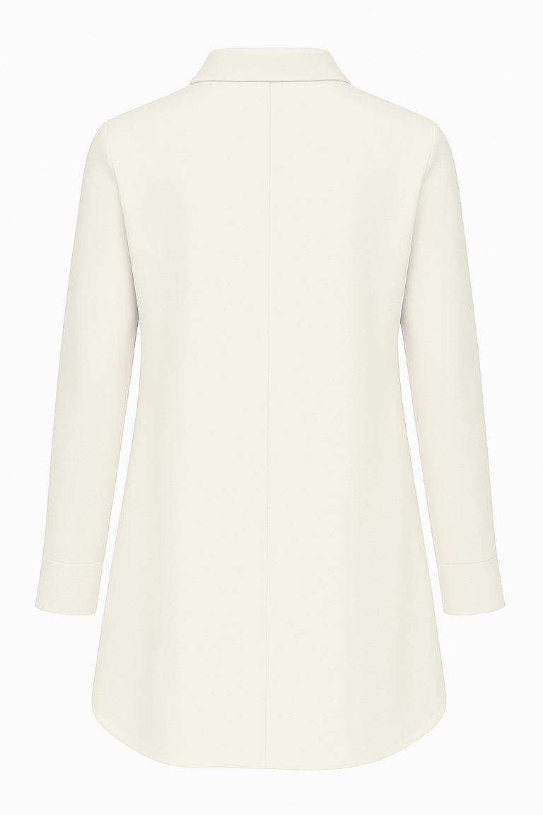 Mizalle Yakası Taş Detaylı Fermuarlı Gömlek Yaka Ekru Tunik - Mizalle