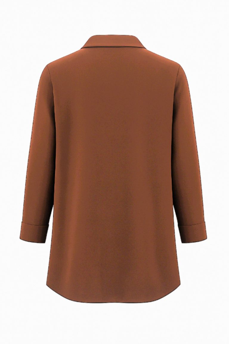 Mizalle Yakası Taş Detaylı Fermuarlı Gömlek Yaka Kiremit Rengi Tunik - Mizalle