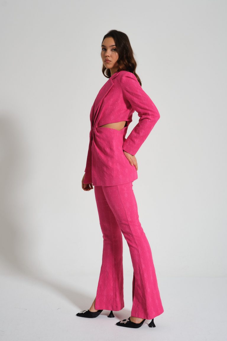 Yanı Açık Jakarlı Fuşya Ceket - Mizalle