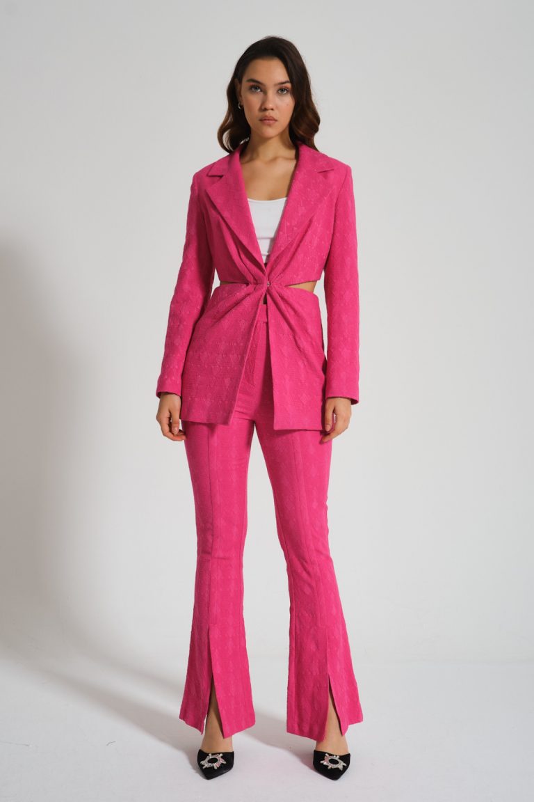 Yanı Açık Jakarlı Fuşya Ceket - Mizalle