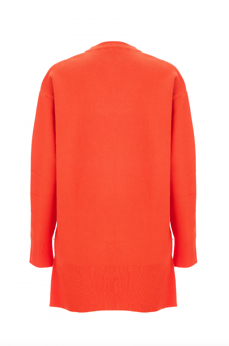 Mizalle Yanları Metal Düğmeli Turuncu Uzun Triko Tunik - Mizalle