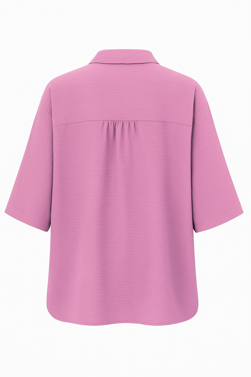 Mizalle Keten Dokulu Yırtmaçlı Oversize Pembe Gömlek