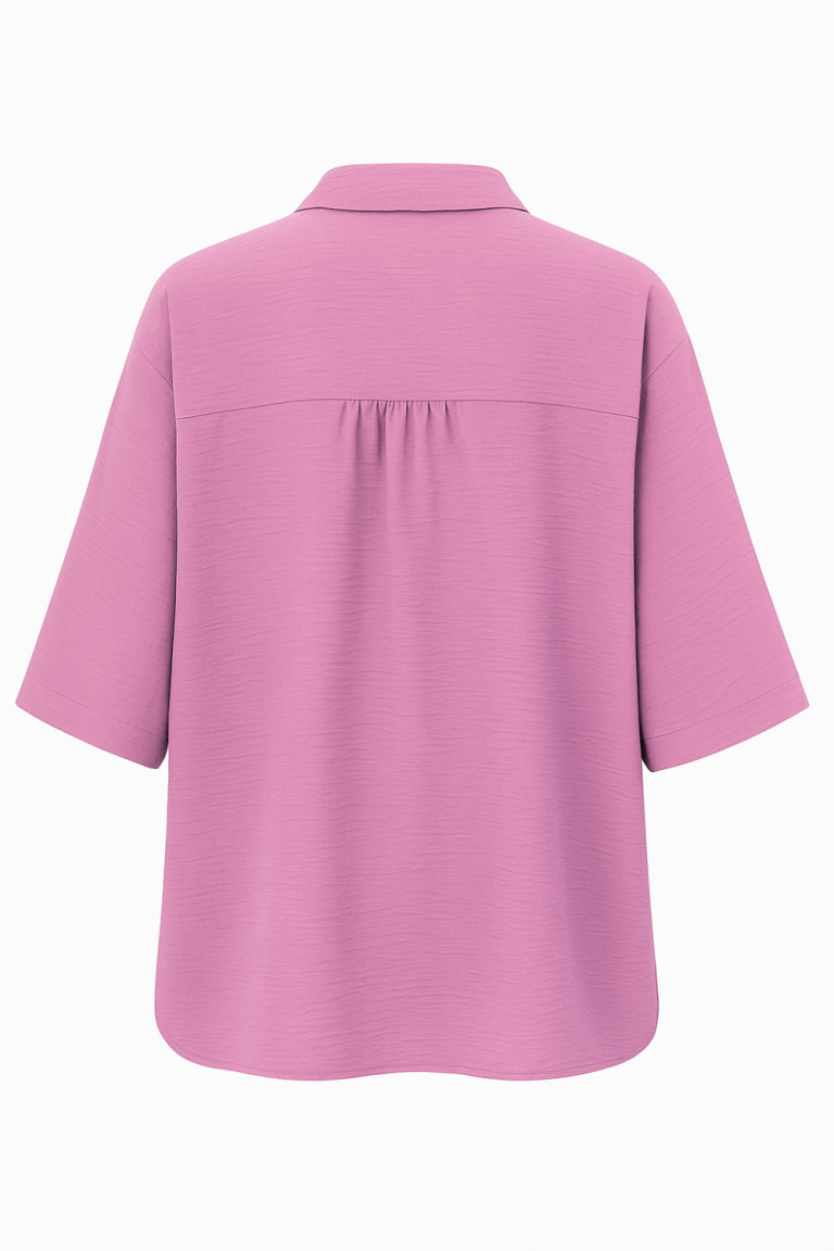 Mizalle Keten Dokulu Yırtmaçlı Oversize Pembe Gömlek - Mizalle