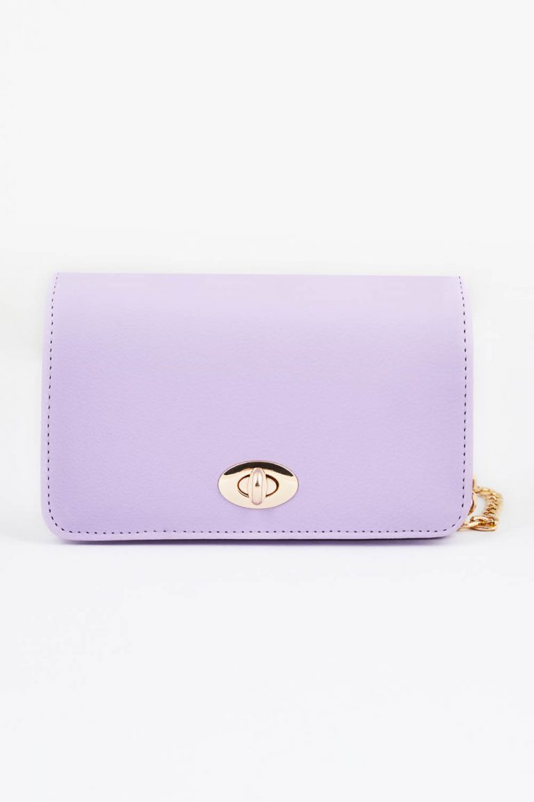 Zincir Detaylı Küçük Lila Kol Çantası - Mizalle