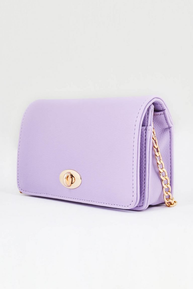 Zincir Detaylı Küçük Lila Kol Çantası - Mizalle
