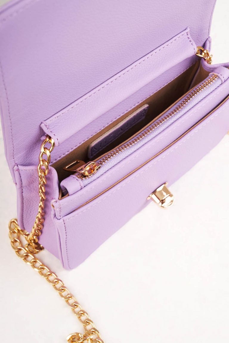 Zincir Detaylı Küçük Lila Kol Çantası - Mizalle