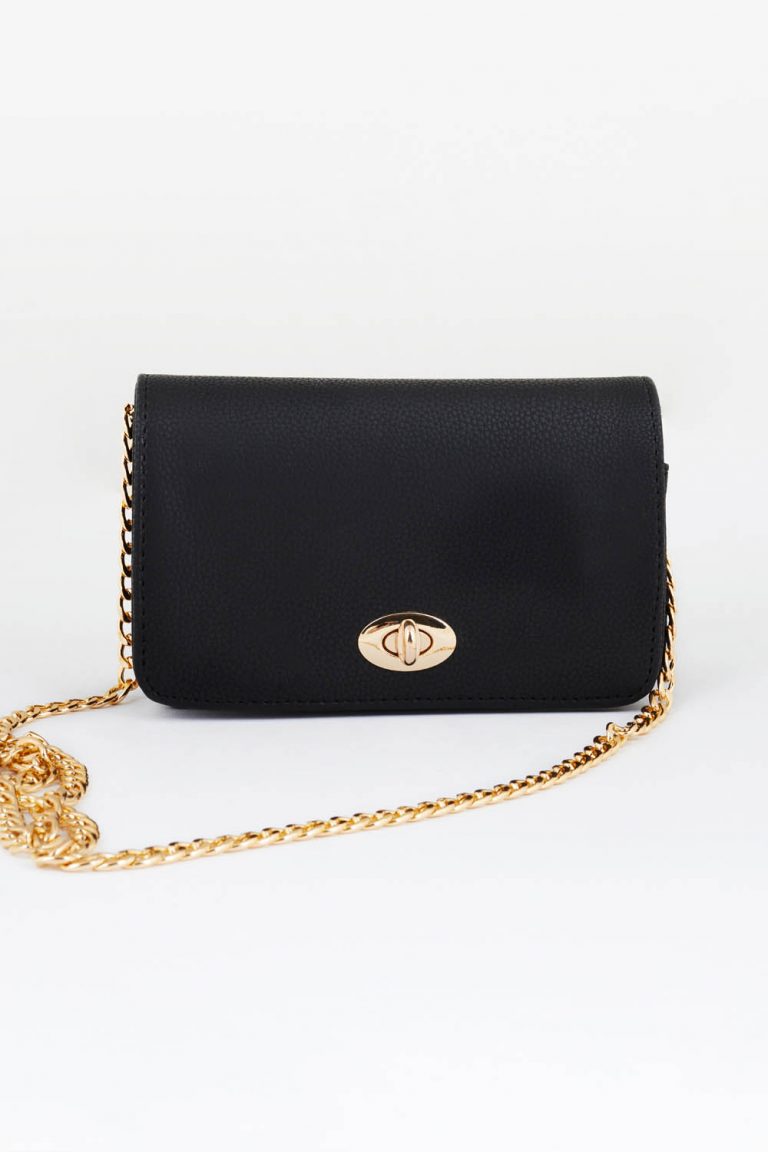 Zincir Detaylı Küçük Siyah Kol Çantası - Mizalle