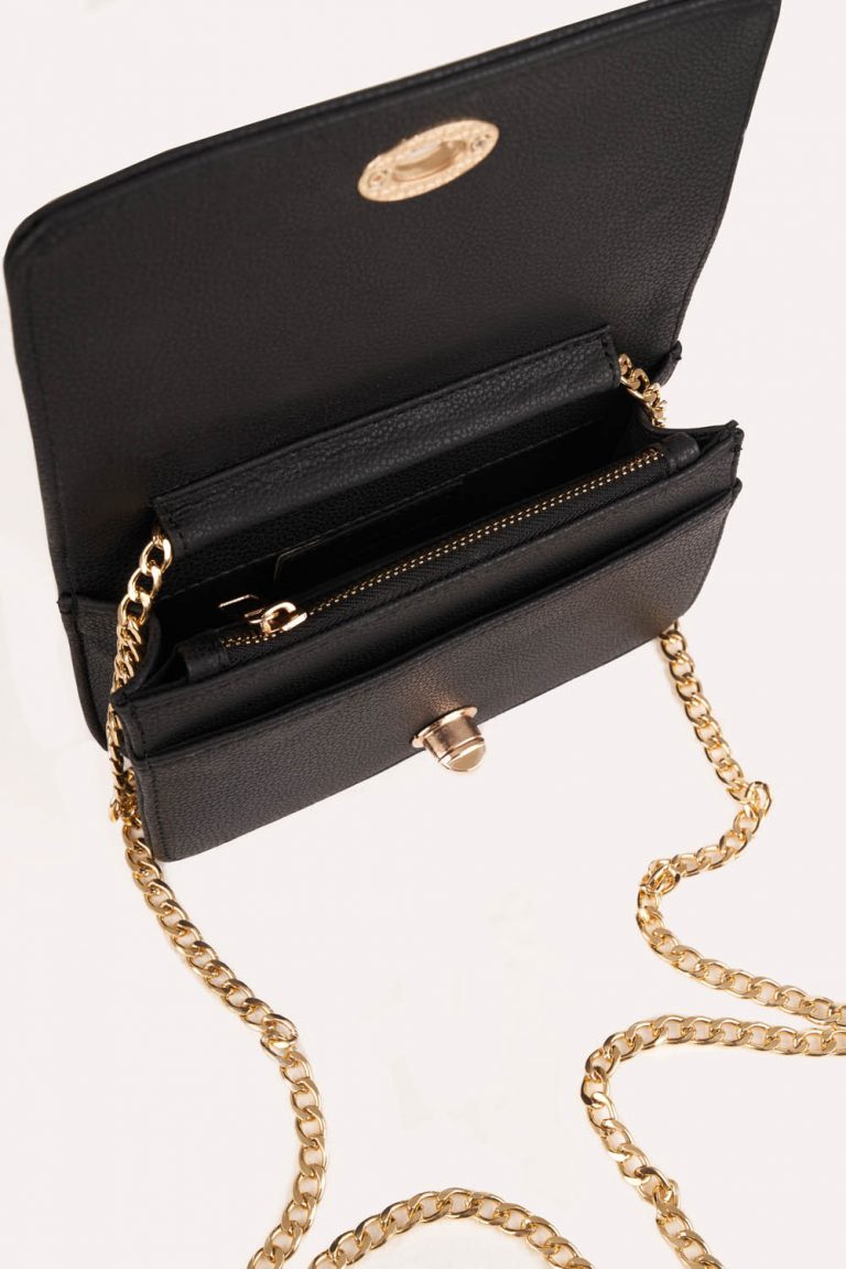 Zincir Detaylı Küçük Siyah Kol Çantası - Mizalle